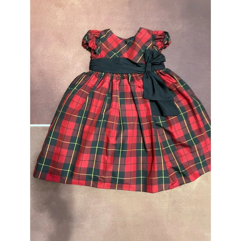 Ralph Lauren Girls Red And Black Tartan Plaid Dress Holidays Occasions Size 4